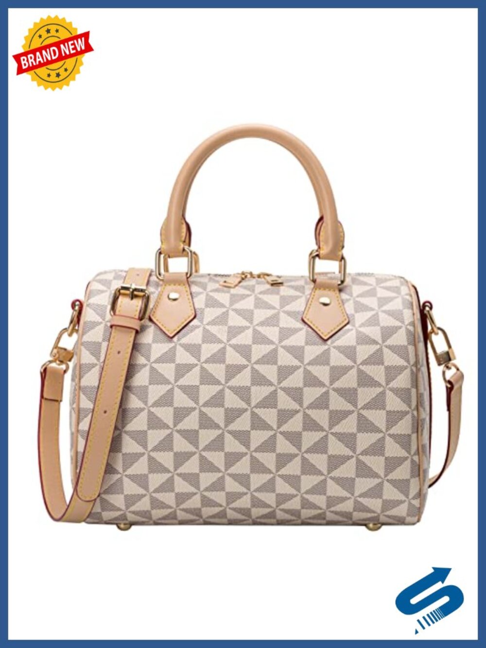 Vegan Leather Satchel Handbag Crossbody Purse with Top Handles & Long Strap